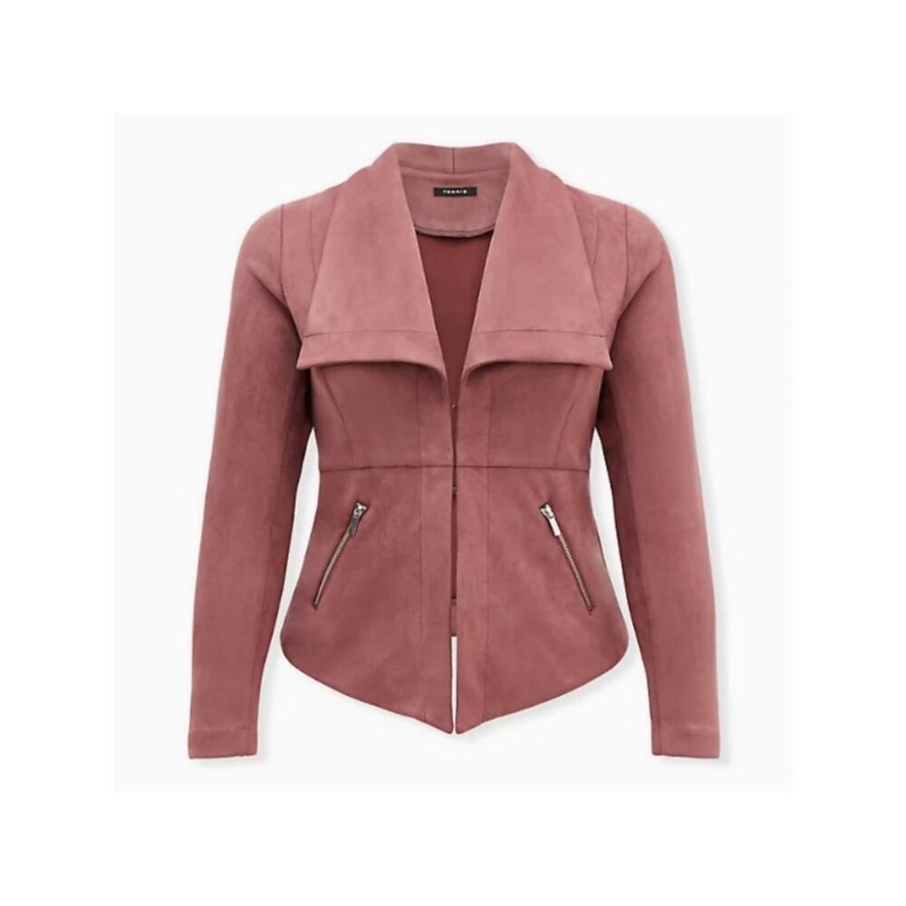 Torrid Women’s Faux-Suede Moto Jacket - Dusty Rose - Picture 2 of 7